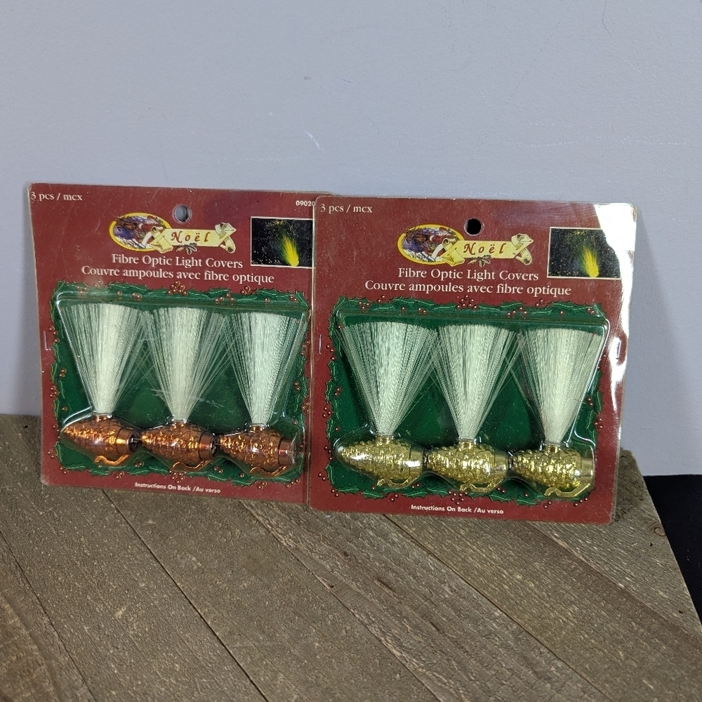 Vintage Christmas Fibre Optic Light Covers – Set of 6 – Gold & Copper – Noel